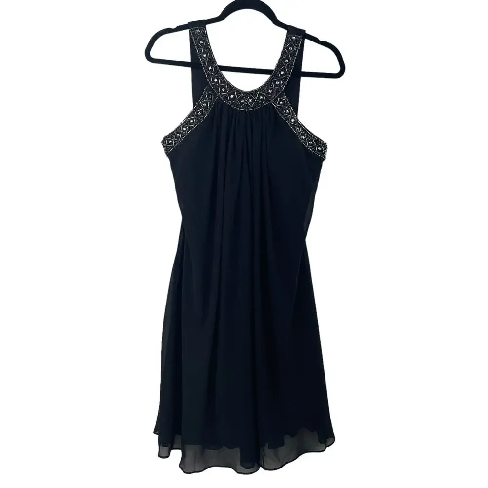 Scarlett Nite Sleeveless Beaded Neckline Black Cocktail Dress Womens 12